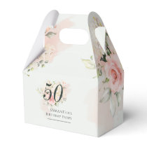 Pink Floral 50th Birthday Any Age Greenery Party Favor Boxes