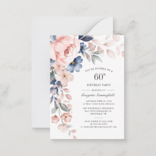 Pink Floral 60th Birthday Botanical Party Invites