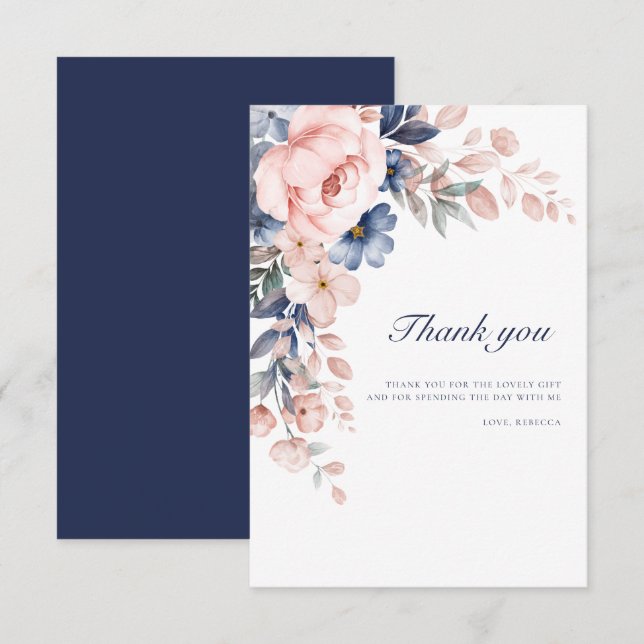 Pink Floral 60th Birthday Thank You Card (Front/Back)