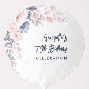 Pink Floral 70th Birthday Party Botanical Balloon