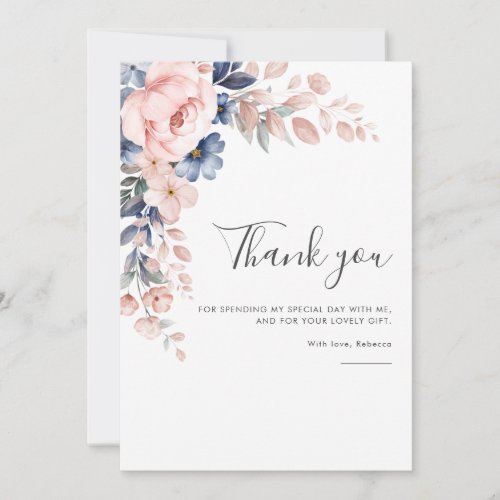 Pink Floral 75th Birthday After Party Thank You Card
