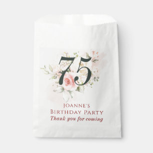 Pink Floral 75th Birthday Party Favor Bag