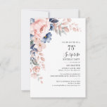 Pink Floral 75th Birthday Party Invitation<br><div class="desc">Dusty Blue Pink Floral Surprise 75th Birthday party budget invitation you can easily customize with your party details by clicking the "Personalize" button. Repurpose for other events and milestones birthdays
TIP: Other matching items are available with this design from your party treats,  decor,  and much more</div>