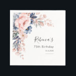 Pink Floral 75th Birthday Party Paper Napkins<br><div class="desc">Cute elegant floral paper napkin that you can easily customize. The template that can be easily edited and the text replaced with your own details by clicking the "Personalize" button. For further customization, please click the "Customize Further" link and use our design tool to modify this template. TIP: Check out...</div>
