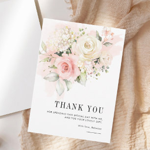 Pink Floral 75th Birthday Party Thank You Card