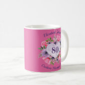 Pink Floral 80th Birthday Mug for Women (Front Right)