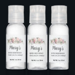 Pink Floral 80th Birthday Party Favor Hand Sanitizer<br><div class="desc">Hand sanitizer in custom individual bottles is a very popular birthday party favor these days. I designed this one to coordinate with my 80th Birthday Pink Floral Collection. The bottle's label features a beautiful sprig of pink roses and white hydrangeas. These pretty bottles will look great beside your welcome sign....</div>