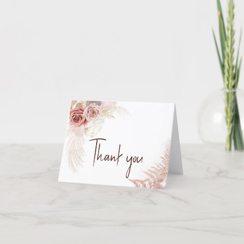 Pink Floral 80th Birthday Party Guests Thank You Card