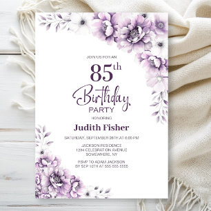 Pink Floral 85th Birthday Party Invitation
