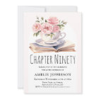 Pink Floral 90th Book Theme Birthday