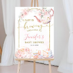 Pink Floral A Baby Is Brewing Welcome Sign at Zazzle