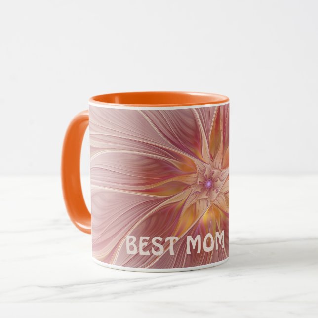 Pink Floral Abstract Fractal Art Flower Best Mom Mug (Front Left)