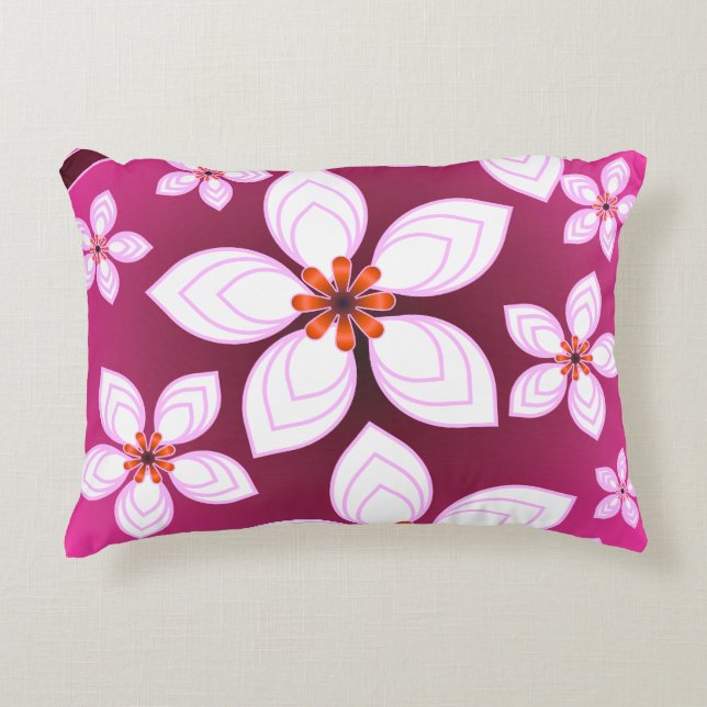 Pink Floral Abstract Pattern | Aesthetic Flower Ar Accent Pillow (Front)