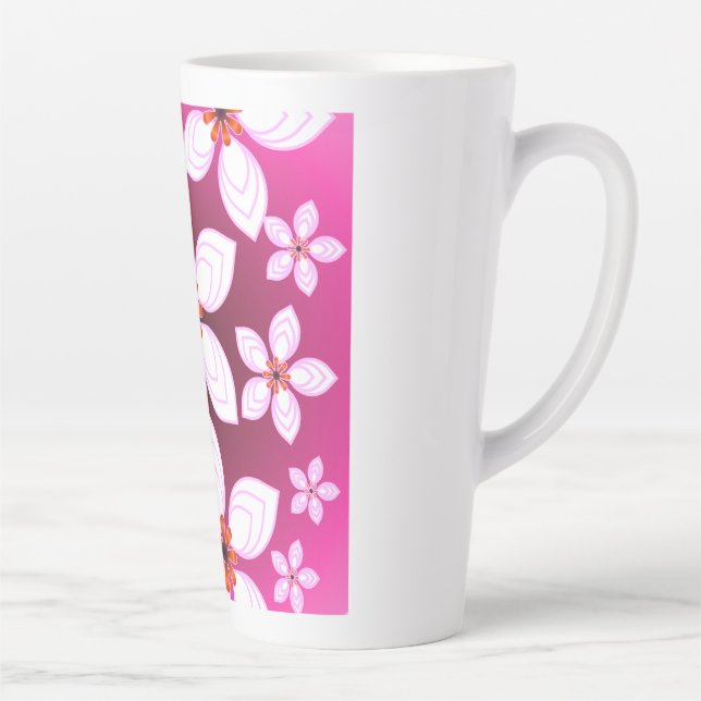 Pink Floral Abstract Pattern | Aesthetic Flower Ar Latte Mug (Right)