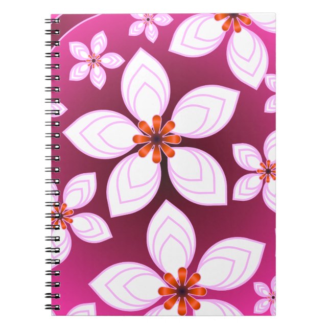 Pink Floral Abstract Pattern | Aesthetic Flower Ar Notebook (Front)