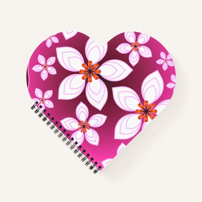 Pink Floral Abstract Pattern | Aesthetic Flower Ar Notebook (Front)