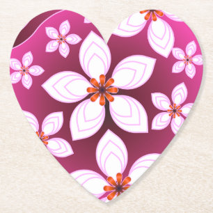 Pink Floral Abstract Pattern Aesthetic Flower Ar Paper Coaster