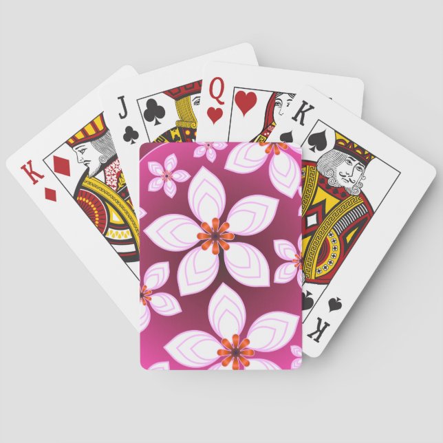 Pink Floral Abstract Pattern | Aesthetic Flower Ar Poker Cards (Back)