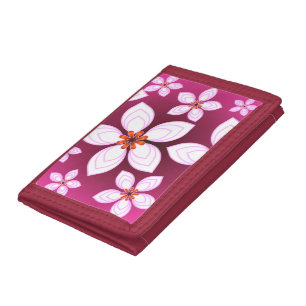 Pink Floral Abstract Pattern   Aesthetic Flower Ar Trifold Wallet