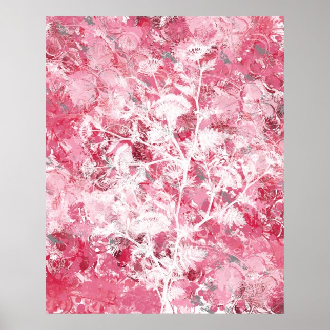 Pink Floral Abstract Poster (Front)