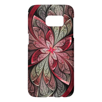 Pink Floral Abstract Stained Glass Pattern Samsung Galaxy S7 Case by skellorg at Zazzle