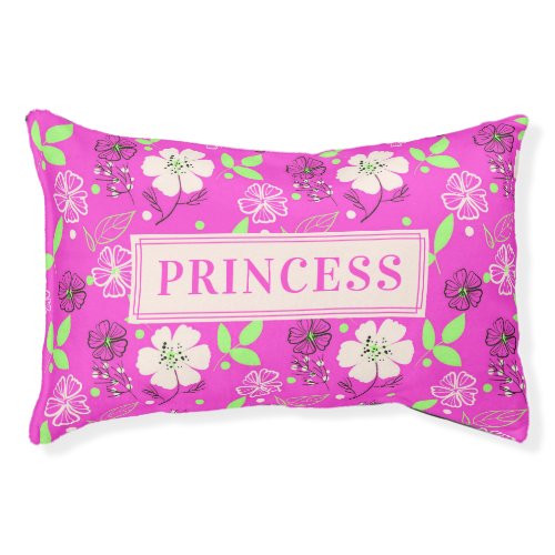 Pink Floral Add Name Pet Pet Bed