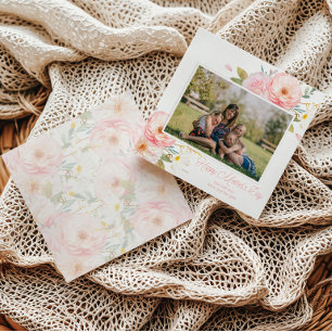 Pink Floral Add Photo Mother's Day Card