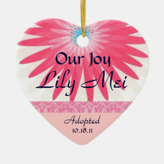 Pink Floral Adoption Announcement Keepsake Ceramic Ornament