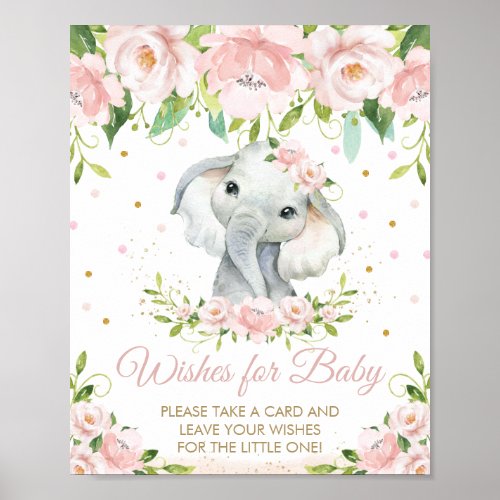 Pink Floral Adorable Elephant Wishes for Baby Sign