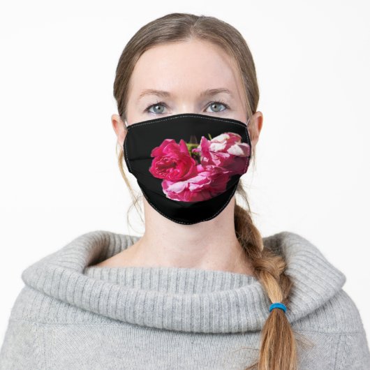 Pink Floral Adult Cloth Face Mask (Worn)