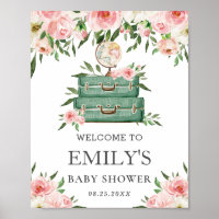 Pink Floral Adventure Journey Baby Shower Welcome