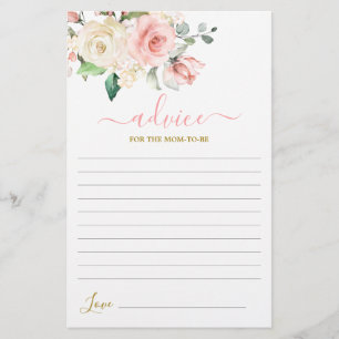 Pink Floral Advice for the Mom To Be card