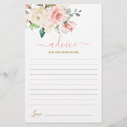 Pink Floral Advice for the Mom To Be card
