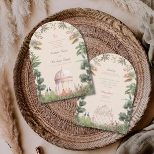 Pink floral aesthetic sikh wedding invitation