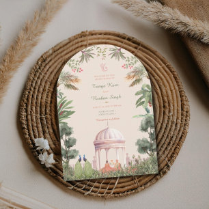 Pink floral aesthetic sikh wedding invitation