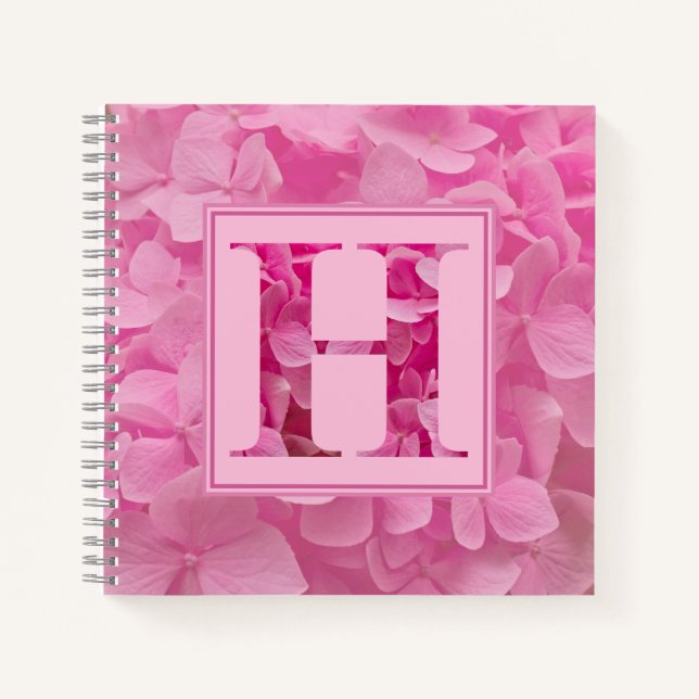 Pink Floral Alphabet Letter "H" Journal Notebook (Front)