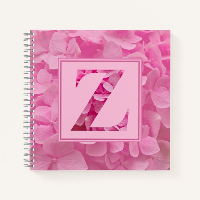 Pink Floral Alphabet Letter "Z" Journal Notebook (Front)