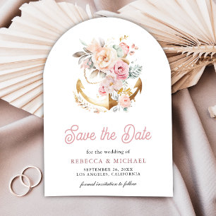 Pink Floral Anchor Nautical Arc Arch Photo Wedding Save The Date
