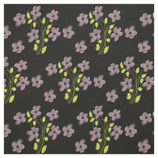 Pink Floral And Black With Lime Fabric