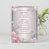 Pink Floral And Butterfly Bridal Shower Invitation (Standing Front)
