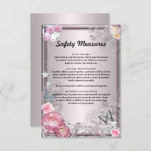 Pink Floral And Butterfly Safety Measures Enclosure Card