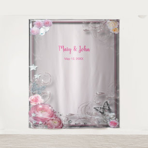 Pink Floral And Butterfly Wedding Backdrop