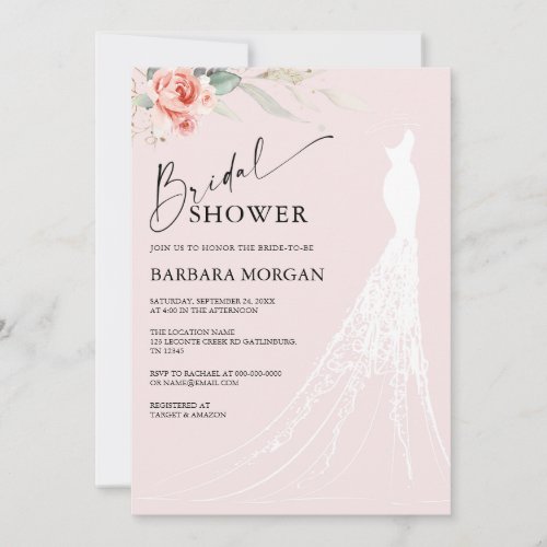 Pink Floral and Greenery Bridal Shower Invitation