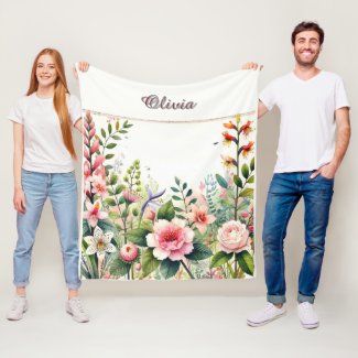 Pink Floral and Greenery Personalized 