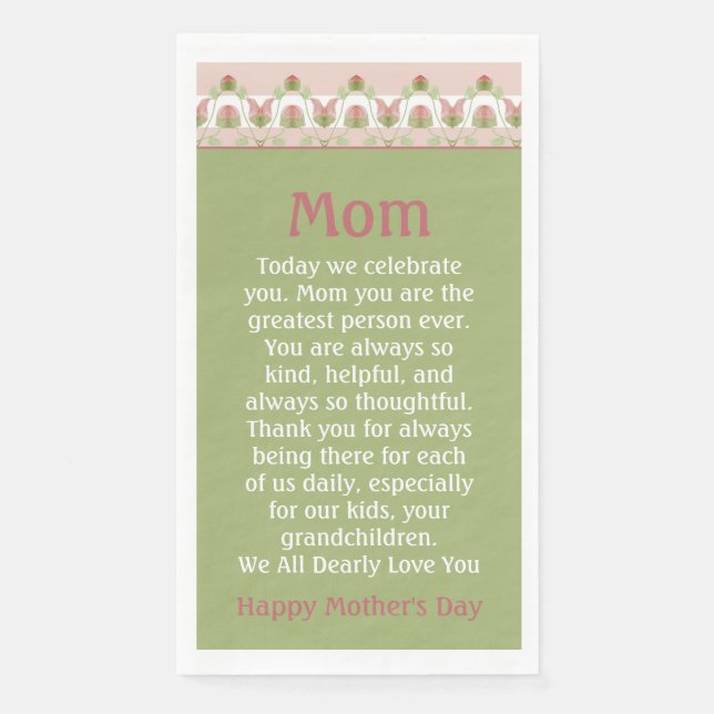 Pink Floral And Light Green Paper Guest Towels (Front)