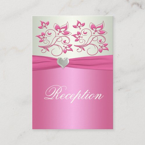 Pink Floral and Pale Green Enclosure Card Business Card Template