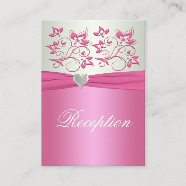 Pink Floral and Pale Green Enclosure Card (Front)