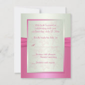 Pink Floral and Pale Green with Love Heart II RSVP Invitation (Back)