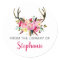 Pink Floral antlers library bookplate + name