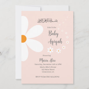 pink floral aqiqah invitation